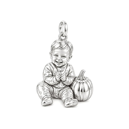 Little Pumpkin Charm Bracelet – Personalized Mom Gift – silver charm, front view