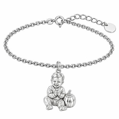 Little Pumpkin First Smiles Charm Bracelet Set – silver, front view