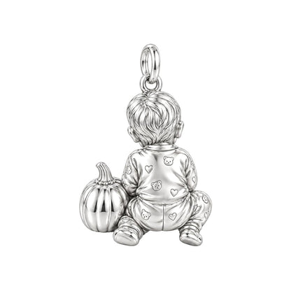 Little Pumpkin First Smiles Charm Bracelet Set – back of the charm, engraving area