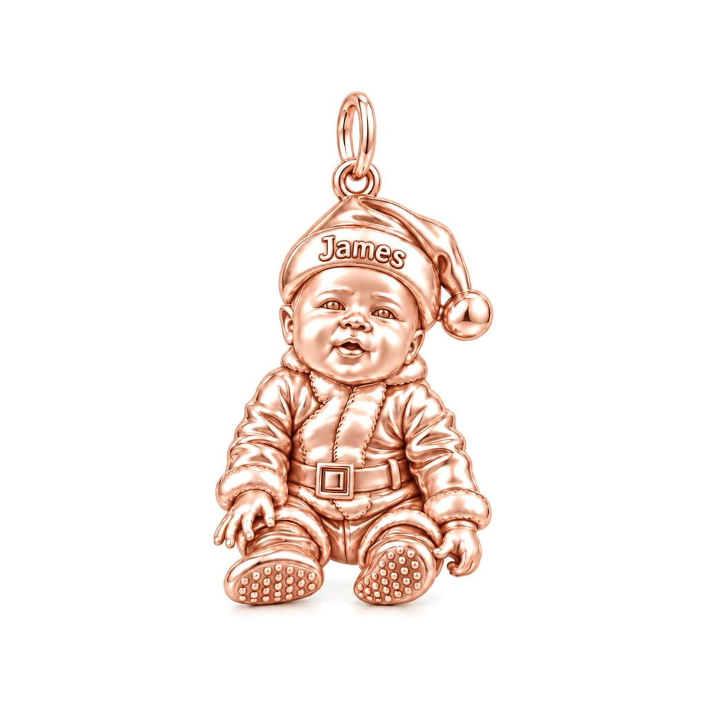 Little Santa Baby Charm Bracelet – Personalized Dog Mom Gift – rose gold charm, front view