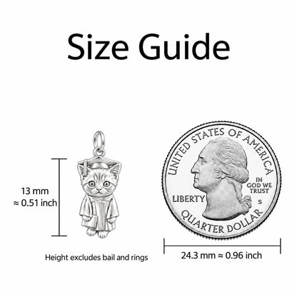 Little Scholar Pet Charm Bracelet – Personalized Grad Gift – size guide, 13 mm charm next to a quarter
