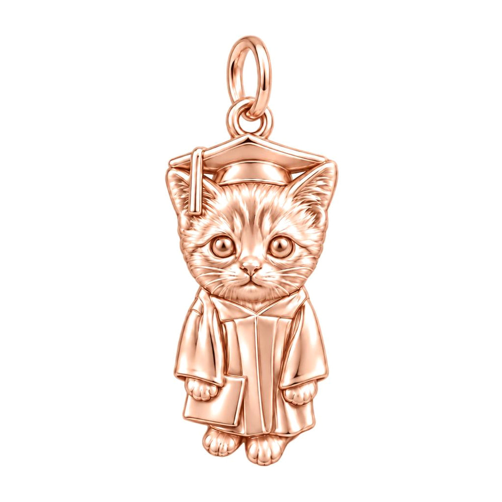 Little Scholar Pet Charm Bracelet – Personalized Grad Gift – rose gold charm, front view