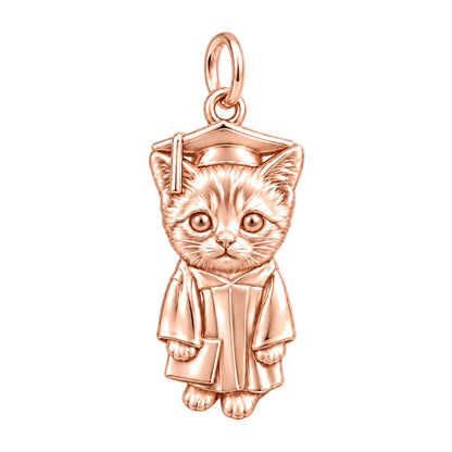 Little Scholar Pet Charm Bracelet – Personalized Grad Gift – rose gold charm, front view