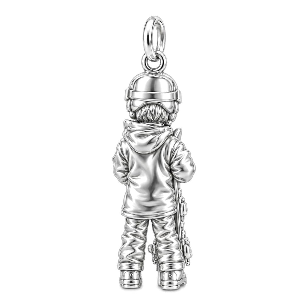 Little Skier's Joy Charm Bracelet – Personalized Mom Gift – back of the charm, engraving area