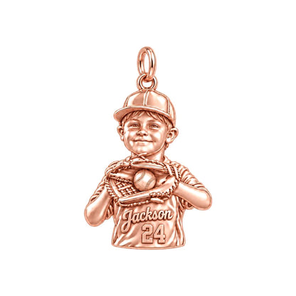 Little Slugger Baseball Charm Bracelet – Personalized Mom Gift – rose gold charm, front view