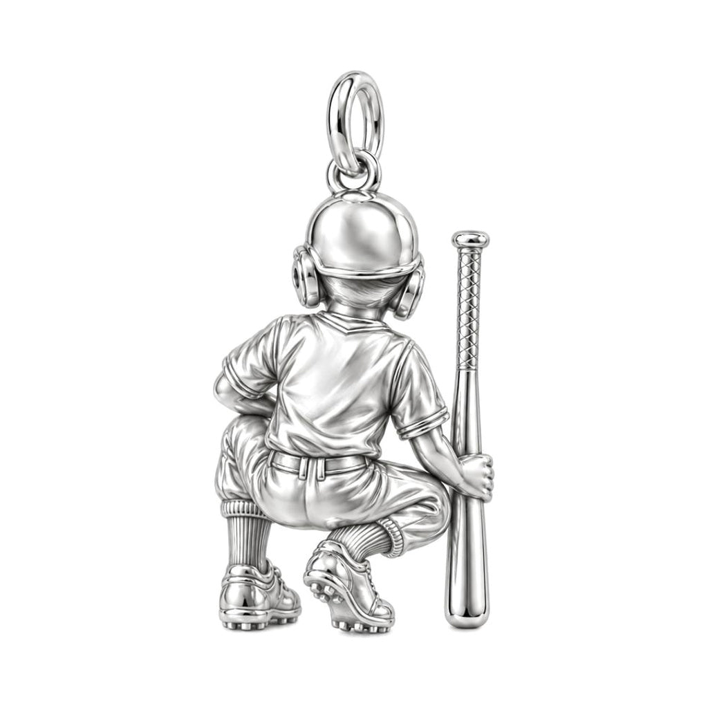 Little Slugger Baseball Charm Bracelet – Personalized Mom Gift – back of the charm, engraving area