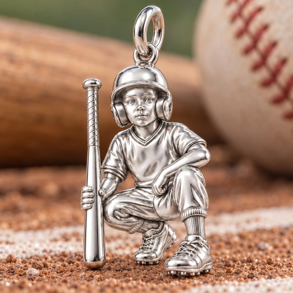Little Slugger Baseball Charm Bracelet – Personalized Mom Gift – macro detail of the charm