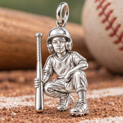 Little Slugger Baseball Charm Bracelet – Personalized Mom Gift – macro detail of the charm