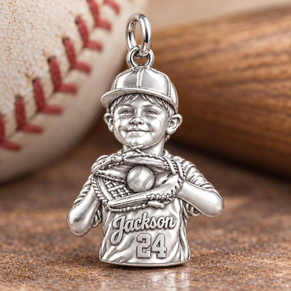 Little Slugger Baseball Charm Bracelet – Personalized Mom Gift – macro detail of the charm