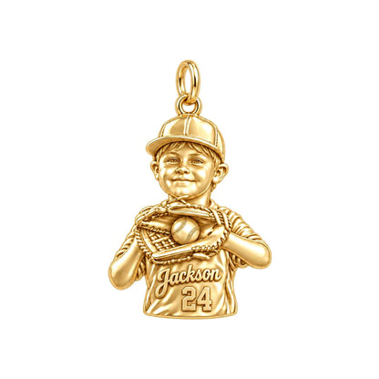 Little Slugger Baseball Charm Bracelet – Personalized Mom Gift – 18K gold charm, front view