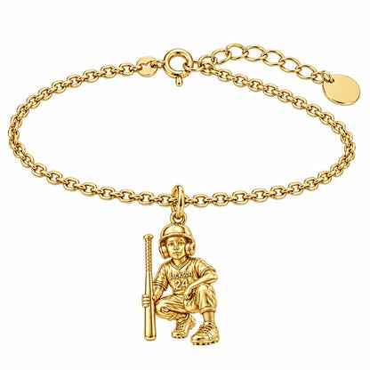 Little Slugger Baseball Charm Bracelet Set – 18K gold, front view