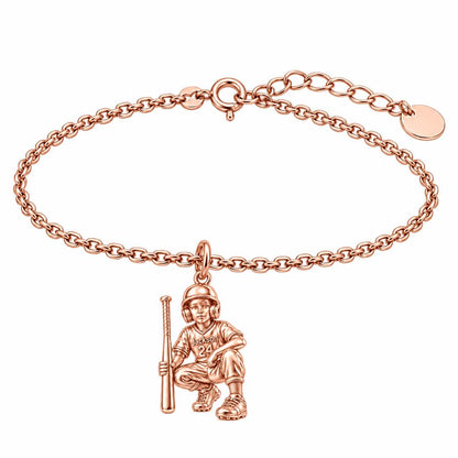 Little Slugger Baseball Charm Bracelet Set – rose gold, front view
