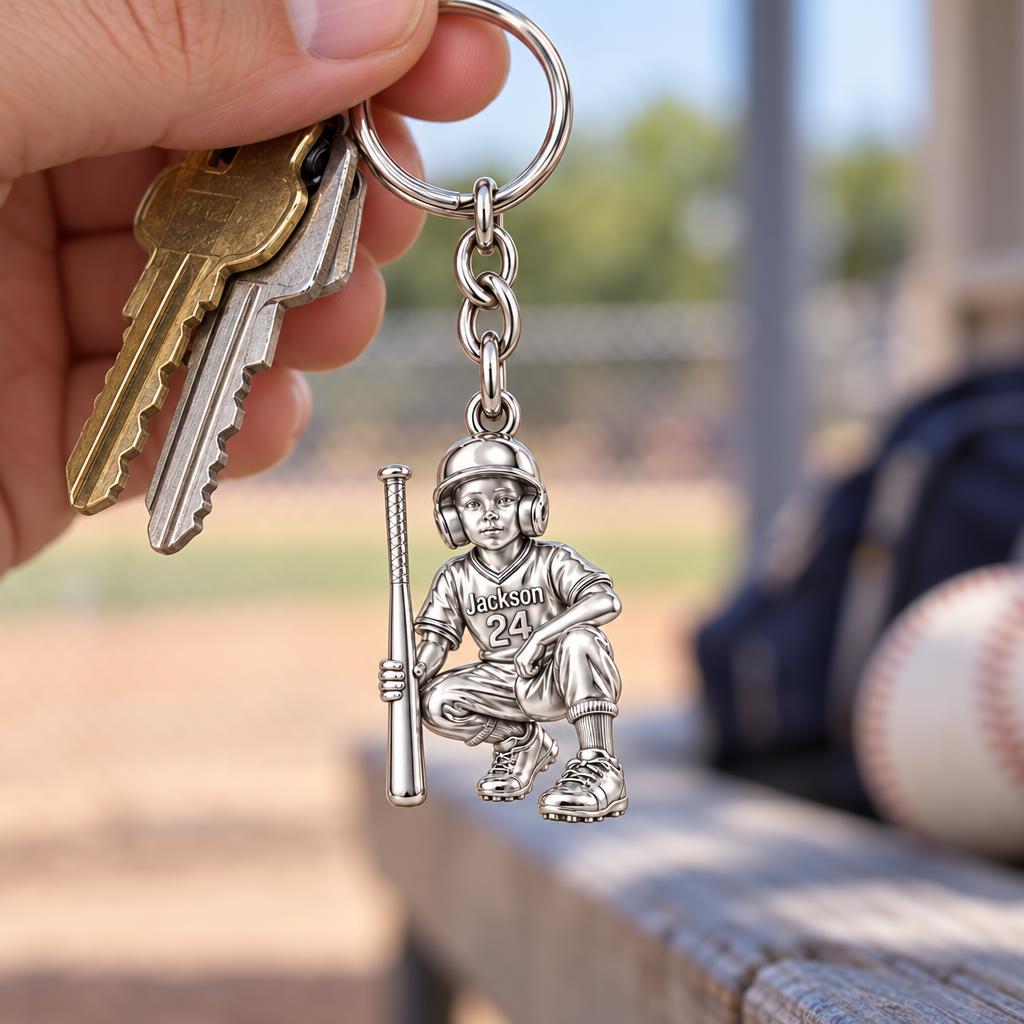 Little Slugger Baseball Charm Keychain – worn / in use