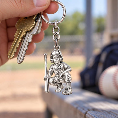 Little Slugger Baseball Charm Keychain – worn / in use