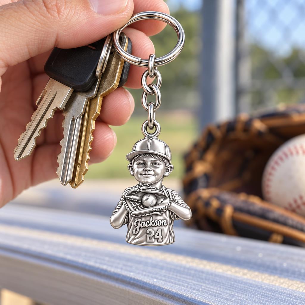Little Slugger Baseball Charm Keychain – worn / in use