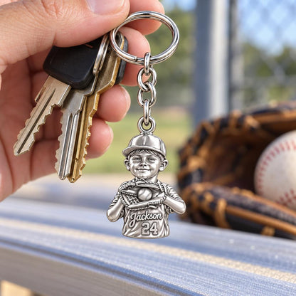 Little Slugger Baseball Charm Keychain – worn / in use