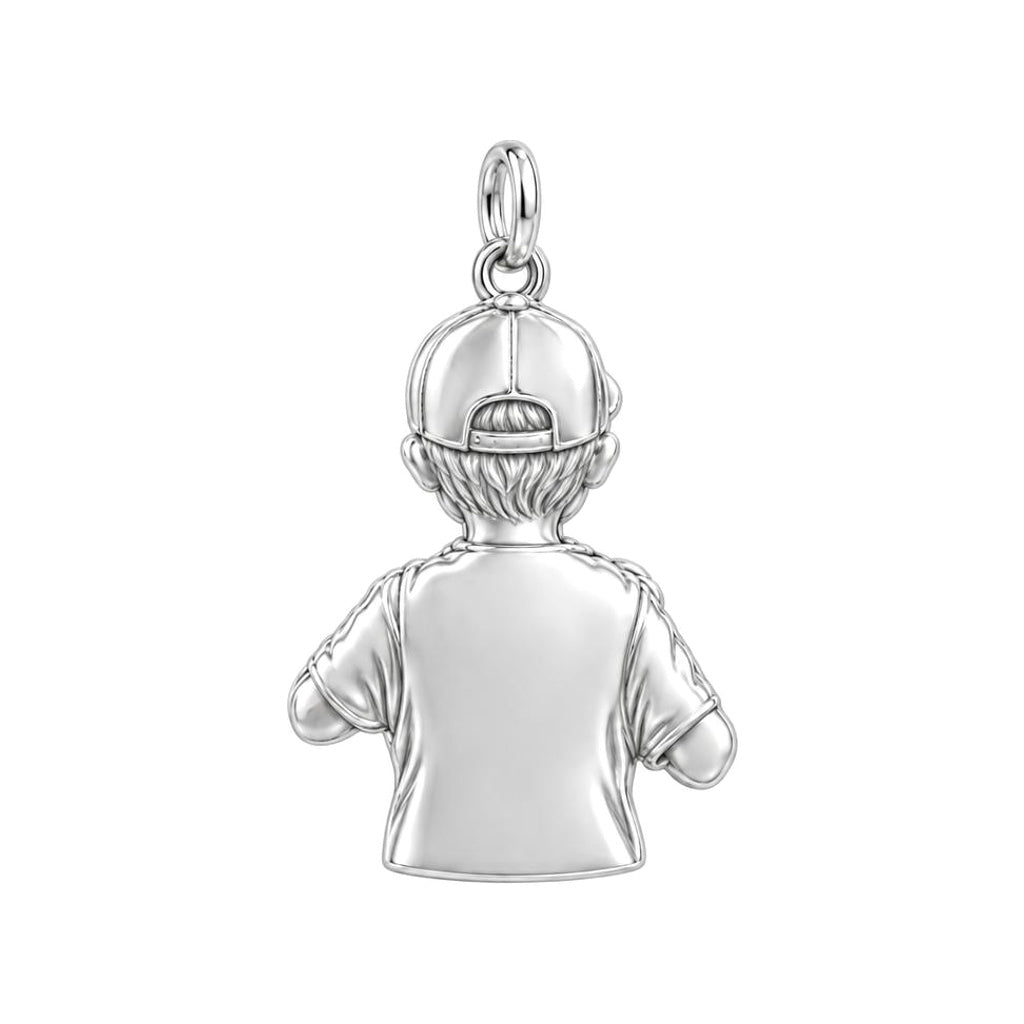 Little Slugger Baseball Charm Keychain – back of the charm, engraving area