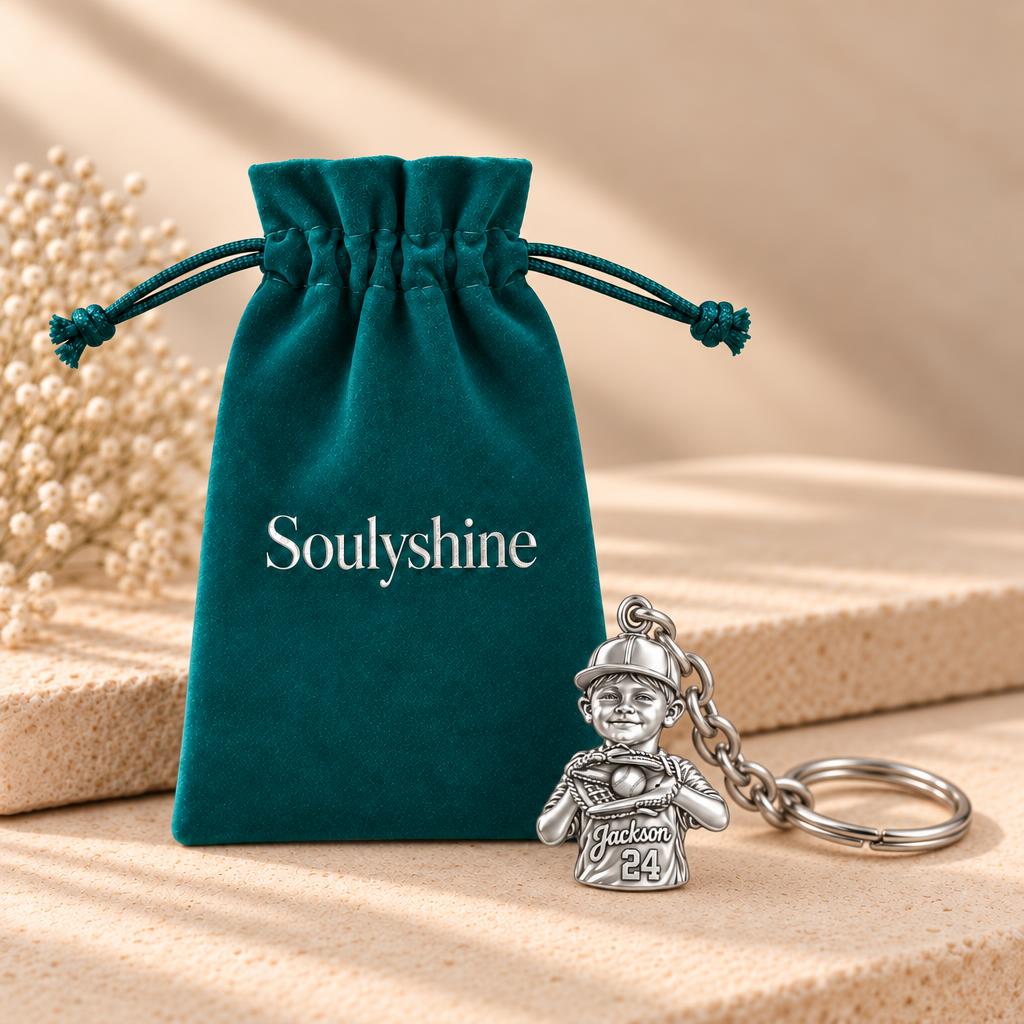 Little Slugger Baseball Charm Keychain – Soulyshine velvet gift pouch