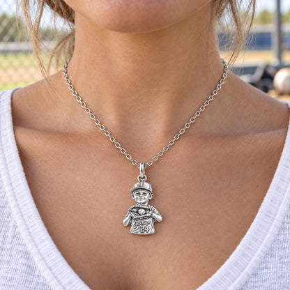 Little Slugger Baseball Charm Necklace Set – worn / in use