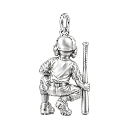 Little Slugger Baseball Charm Necklace Set – back of the charm, engraving area