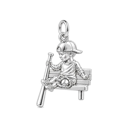 Little Slugger Charm Bracelet – Personalized Mom Gift – silver charm, front view