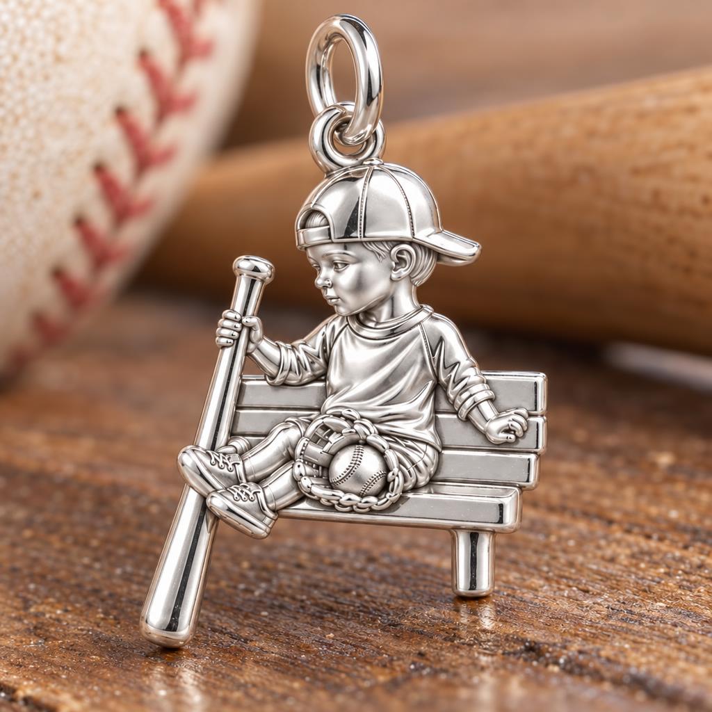 Little Slugger Charm Bracelet – Personalized Mom Gift – macro detail of the charm