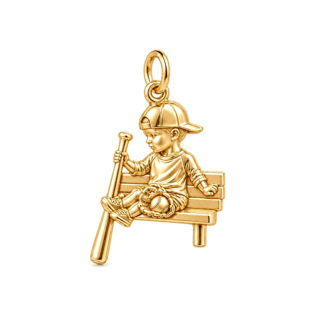 Little Slugger Charm Bracelet – Personalized Mom Gift – 18K gold charm, front view