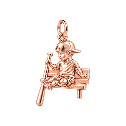 Little Slugger Charm Bracelet – Personalized Mom Gift – rose gold charm, front view