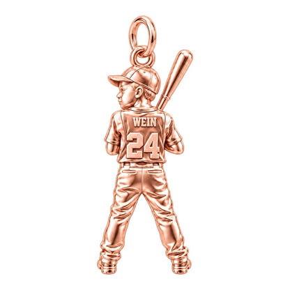 Little Slugger Charm Bracelet – Personalized Sports Mom Gift – rose gold charm, front view