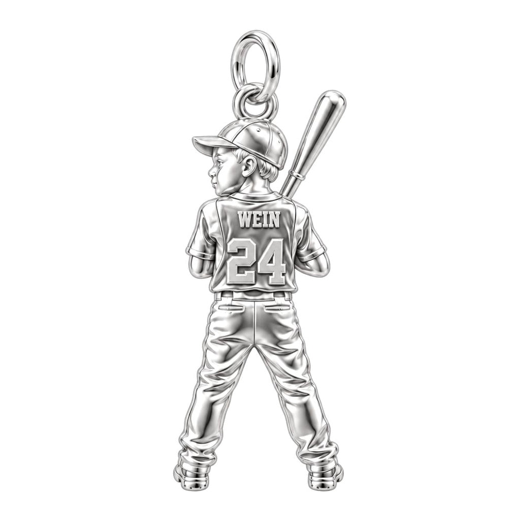 Little Slugger Charm Bracelet – Personalized Sports Mom Gift – silver charm, front view