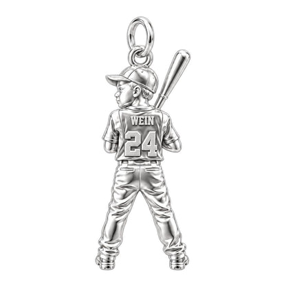 Little Slugger Charm Bracelet – Personalized Sports Mom Gift – silver charm, front view