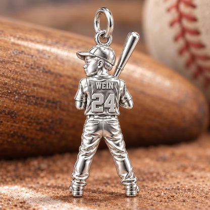 Little Slugger Charm Bracelet – Personalized Sports Mom Gift – macro detail of the charm
