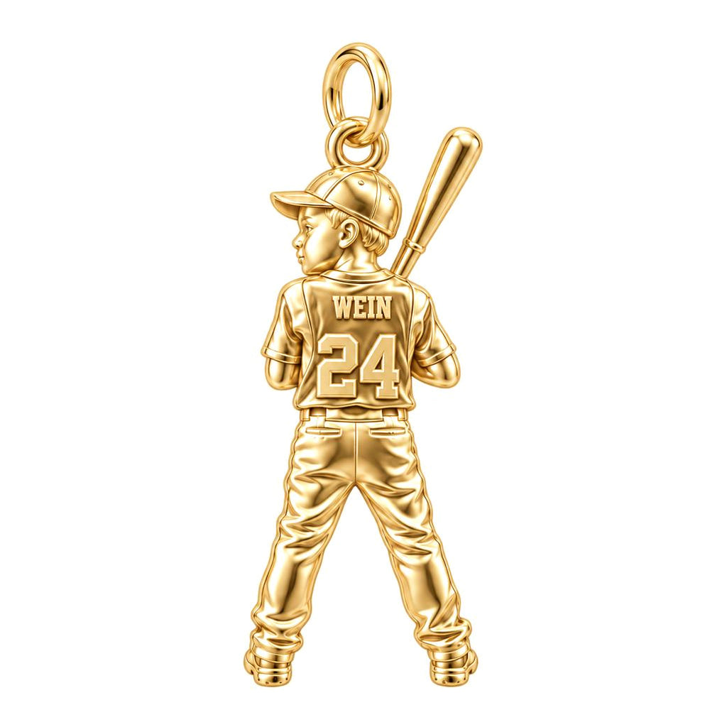 Little Slugger Charm Bracelet – Personalized Sports Mom Gift – 18K gold charm, front view