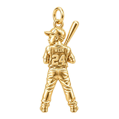 Little Slugger Charm Bracelet – Personalized Sports Mom Gift – 18K gold charm, front view