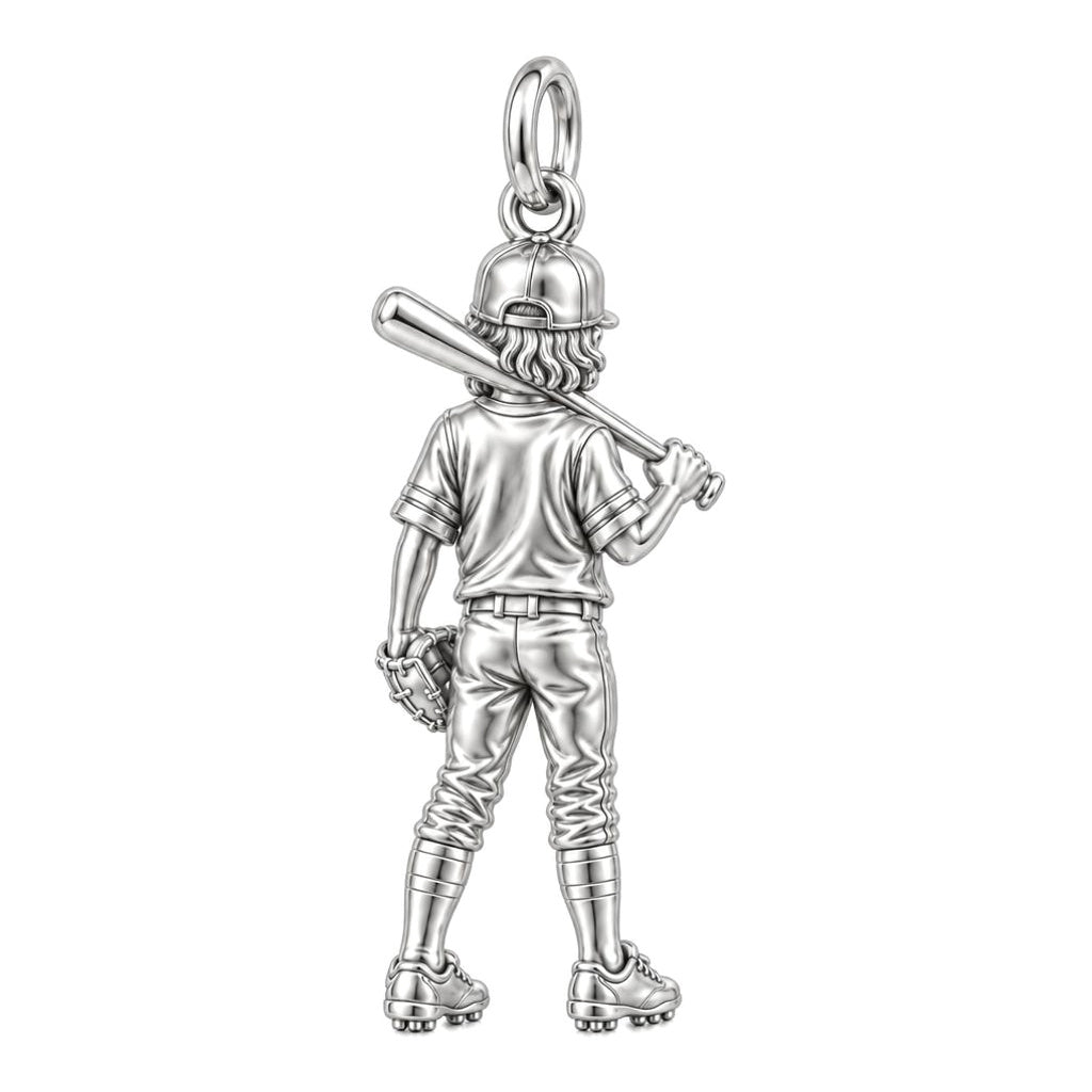 Little Slugger MVP Charm Bracelet – Personalized Sports Mom Gift – back of the charm, engraving area