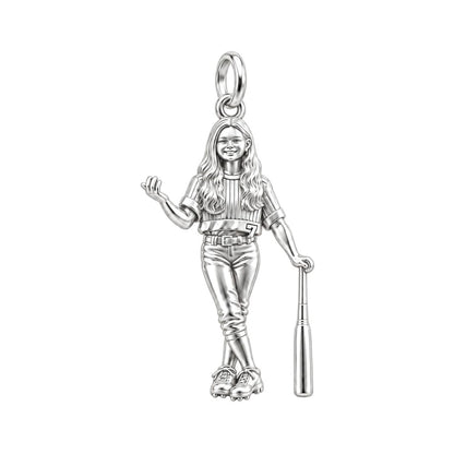 Little Slugger Star Charm Bracelet – Personalized Mom Gift – silver charm, front view
