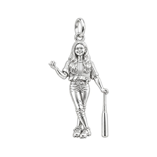 Little Slugger Star Charm Bracelet – Personalized Mom Gift – silver charm, front view