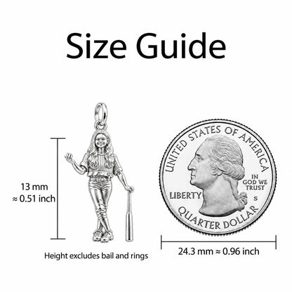 Little Slugger Star Charm Bracelet – Personalized Mom Gift – size guide, 13 mm charm next to a quarter