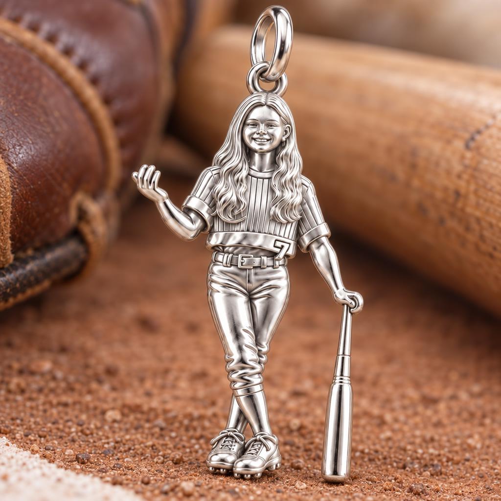 Little Slugger Star Charm Bracelet – Personalized Mom Gift – macro detail of the charm