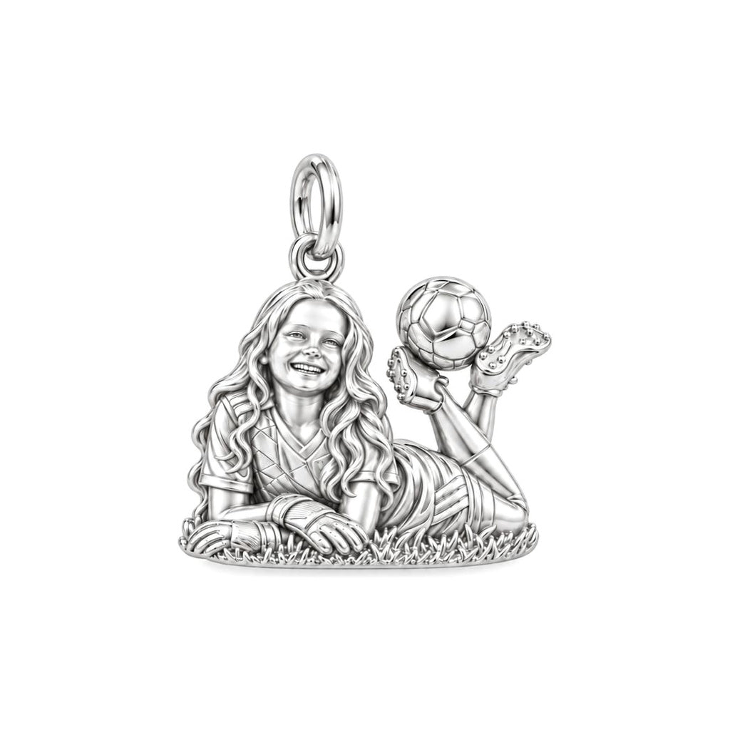 Little Soccer Star Charm Bracelet – Personalized Mom Gift – silver charm, front view