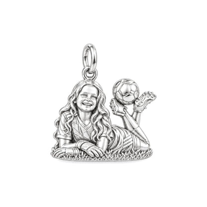 Little Soccer Star Charm Bracelet – Personalized Mom Gift – silver charm, front view