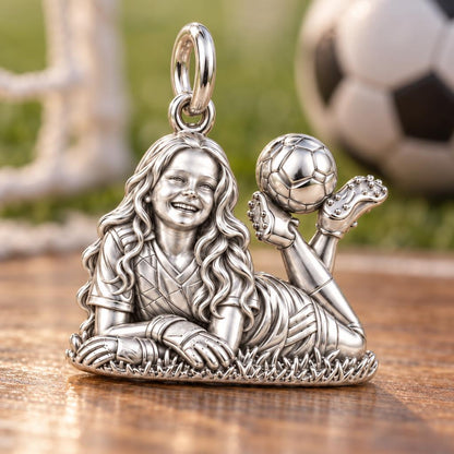 Little Soccer Star Charm Bracelet – Personalized Mom Gift – macro detail of the charm