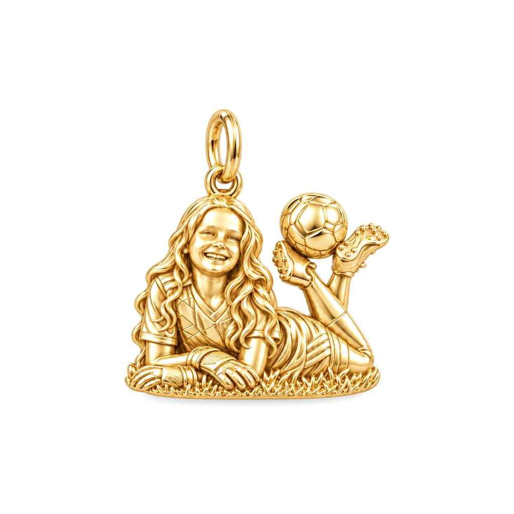 Little Soccer Star Charm Bracelet – Personalized Mom Gift – 18K gold charm, front view