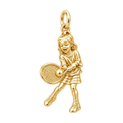 Little Tennis Star Charm Bracelet – Personalized Mom Gift – 18K gold charm, front view