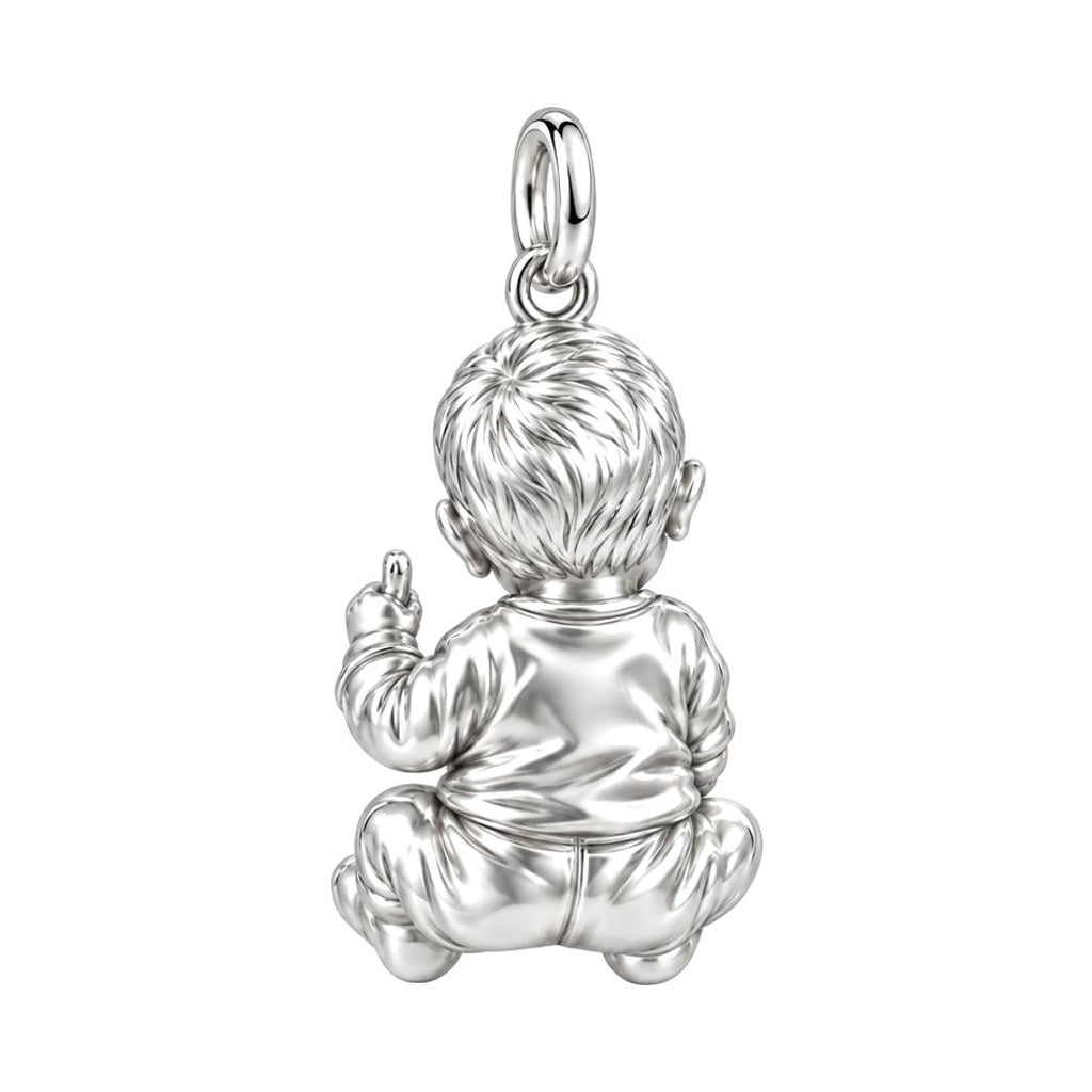 Little Wonder Portrait Charm Bracelet – Personalized Mom Gift – back of the charm, engraving area