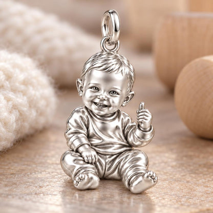 Little Wonder Portrait Charm Bracelet – Personalized Mom Gift – macro detail of the charm