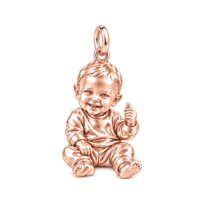 Little Wonder Portrait Charm Bracelet – Personalized Mom Gift – rose gold charm, front view