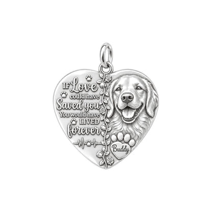 Lived Forever Heart Charm Bracelet – Personalized Pet Gift – silver plated 2 cm charm, front view