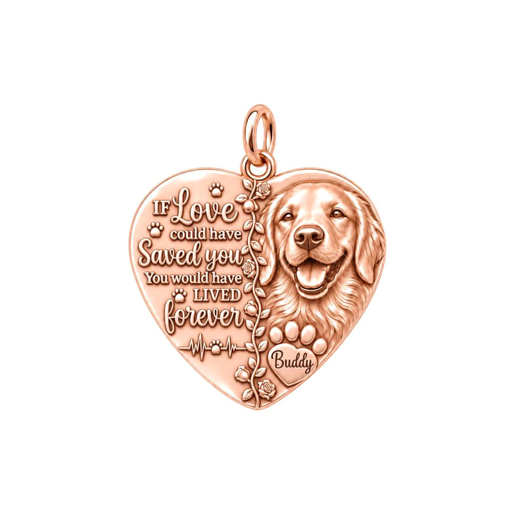 Lived Forever Heart Charm Bracelet – Personalized Pet Gift – rose gold 2 cm charm, front view