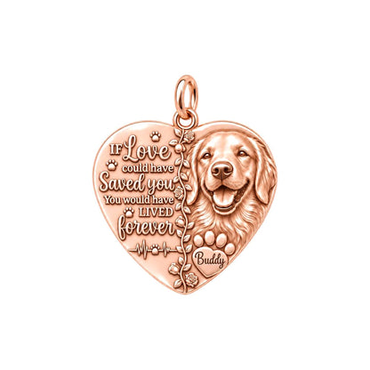 Lived Forever Heart Charm Bracelet – Personalized Pet Gift – rose gold 2 cm charm, front view